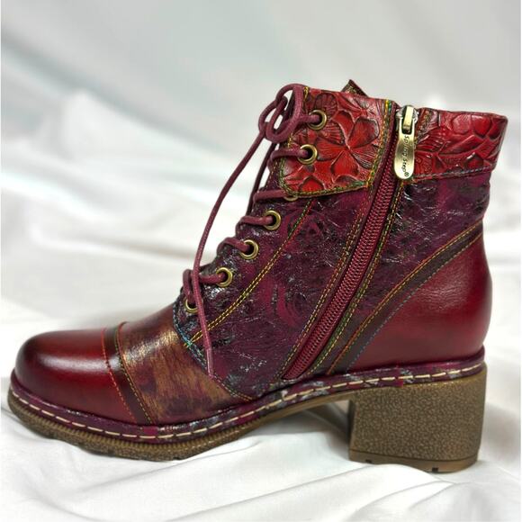 L'Artiste by Spring Step Leather Lace-Up Boots Fallinluv Bordeaux size 36 - Picture 7 of 11